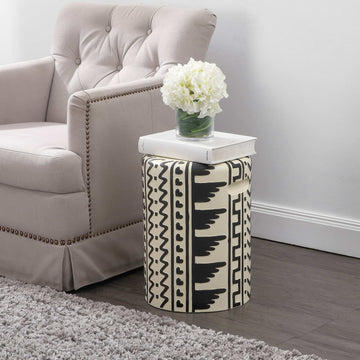 Rugvor 18" MidCentury Modern Geometric Drum Garden Stool - JONATHAN Y